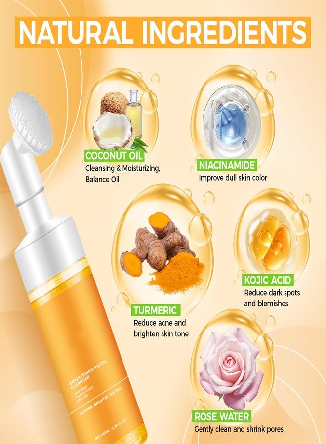 Silvercell Turmeric Facial Cleanser, Turmeric Face Wash, Glow Wash Facial Cleanser Easy to Use, Foaming Facial Cleanser Deep Cleaning Turmeric Foaming Face Wash Moisturizing for All Skin (1) - Image 4